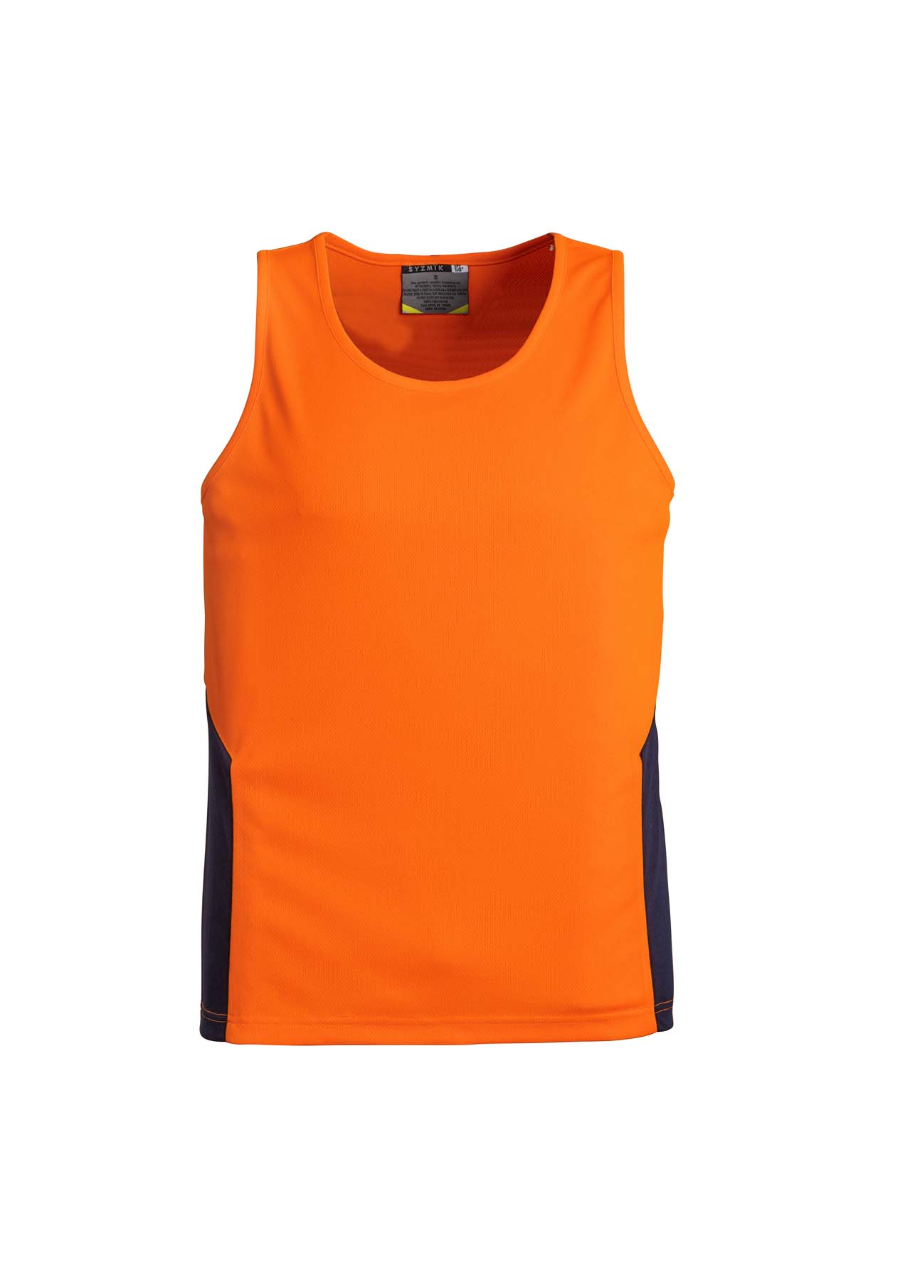 Syzmik Unisex Squad Hi Vis Singlet ZH239 (175 gsm Polyester) (Orange/Navy)