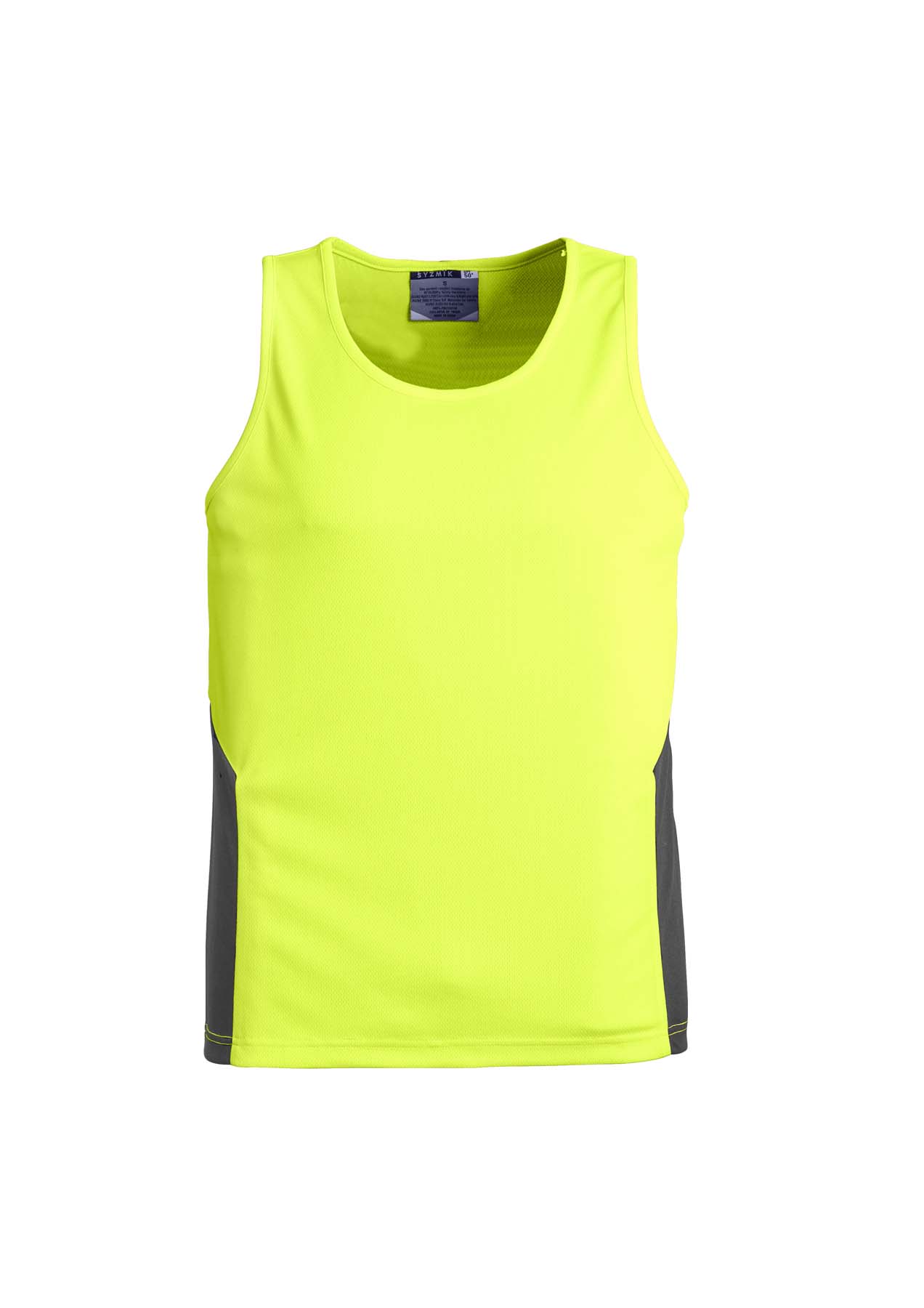 Syzmik Unisex Squad Hi Vis Singlet ZH239 (175 gsm Polyester) (Yellow/Charcoal)