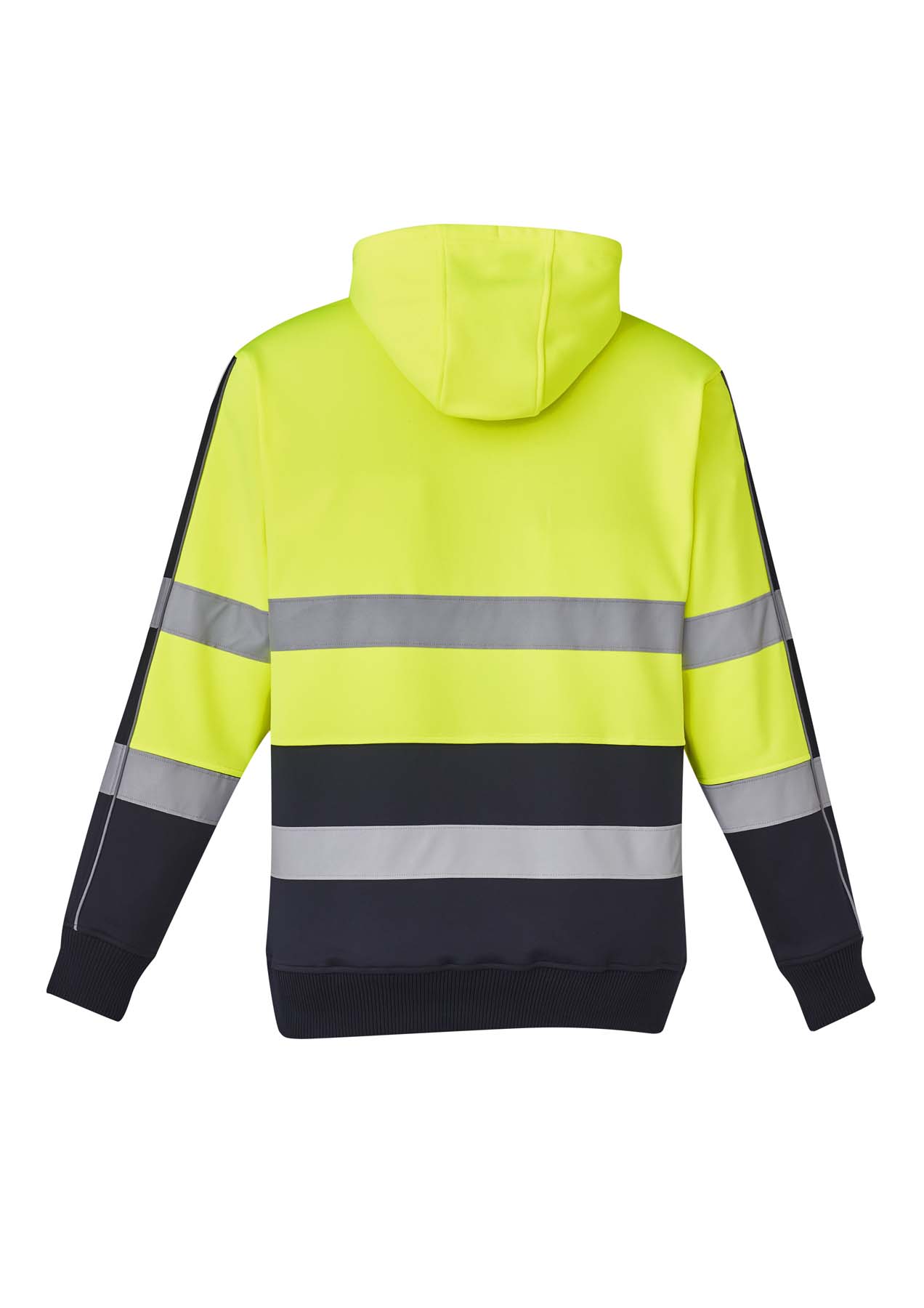 Syzmik Unisex Stretch Reflective Taped Hi Vis Hoodie ZT483 (320 gsm Polyester) (Yellow/Navy)