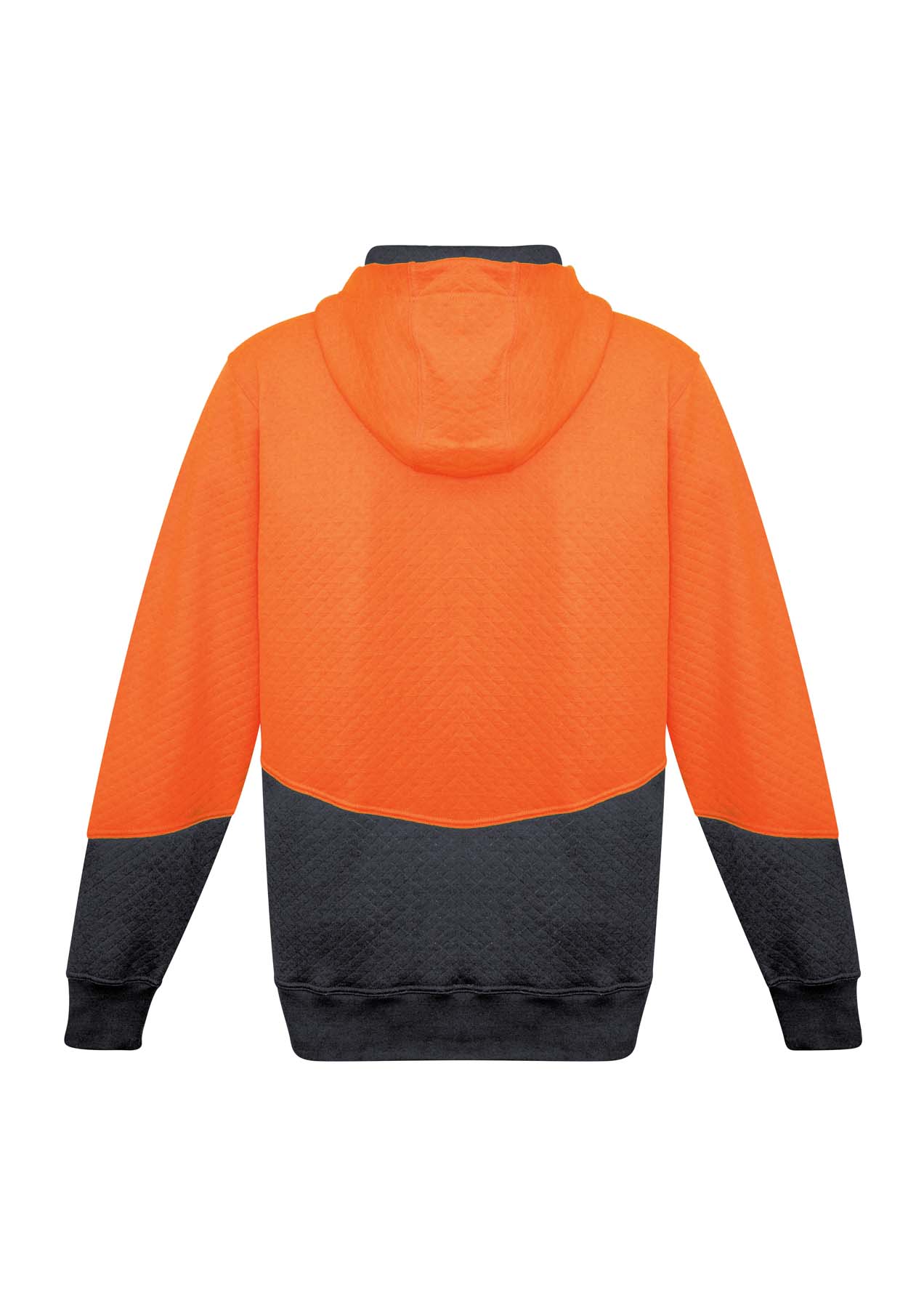 Syzmik Unisex Textured Jacquard Hi Vis Hoodie ZT477 (300 gsm Cotton / Polyester) (Orange/Charcoal)