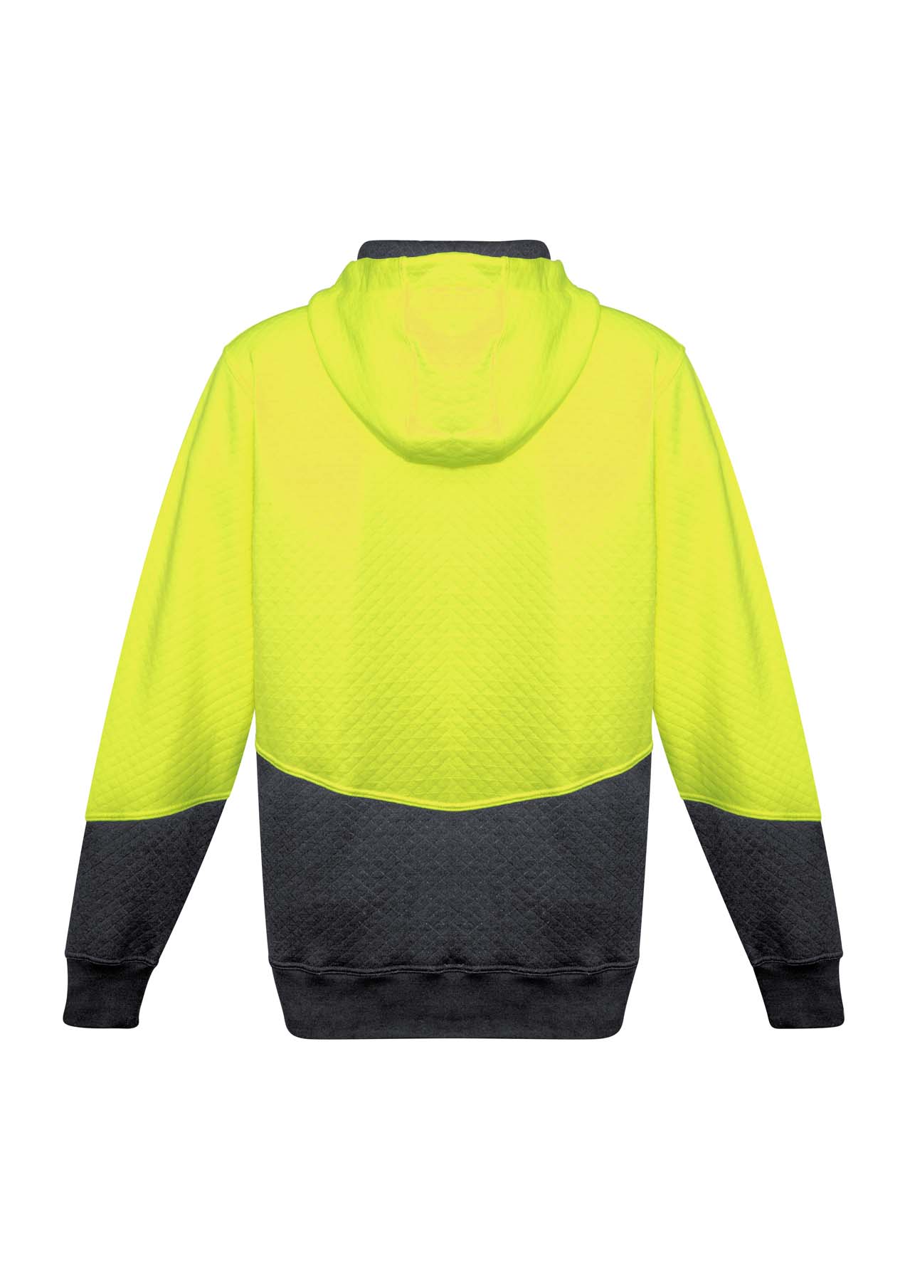 Syzmik Unisex Textured Jacquard Hi Vis Hoodie ZT477 (300 gsm Cotton / Polyester) (Yellow/Charcoal)