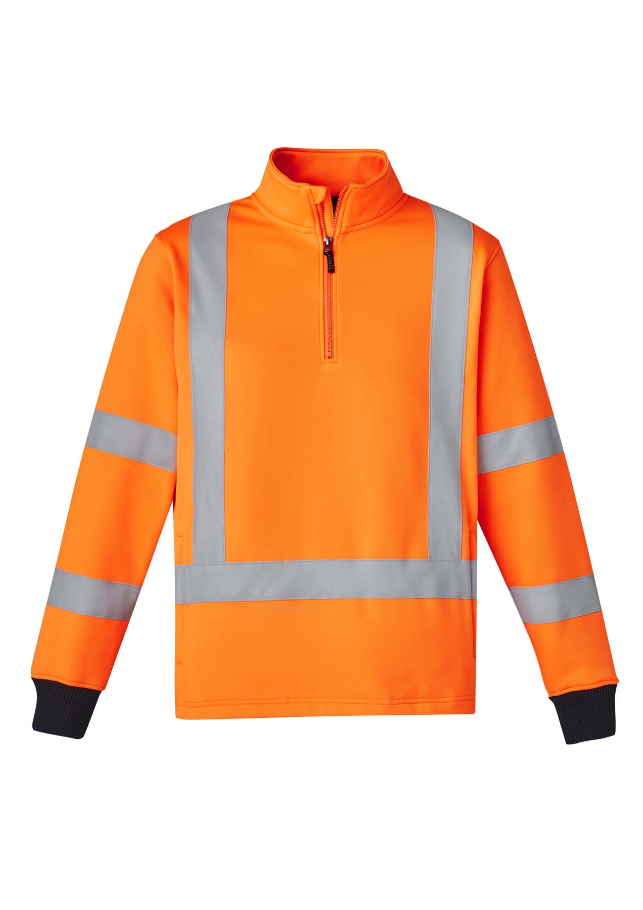 Syzmik Unisex X Back Reflective Taped Half Zip Hi Vis Jumper ZT660 (320 gsm Polyester) (Orange)