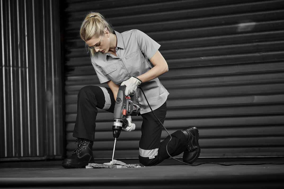 Syzmik Women's Lightweight Tradie Short Sleeve Work Shirt ZWL120 (145 gsm Cotton Twill) (Blue)