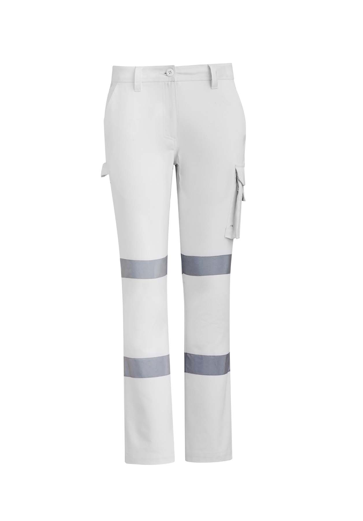 Syzmik Women's Reflective BioMotion Taped Hi Vis Pants ZP720 (280 gsm Cotton Drill) (White)