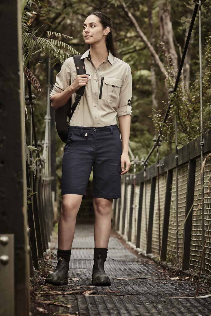 Syzmik Women's Rugged Cooling Vented Work Shorts ZS704 (240 gsm Cotton Ripstop) (Navy)