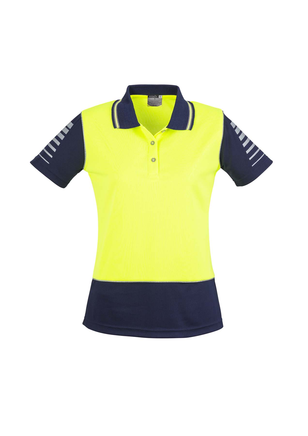 Syzmik Women's Zone Hi Vis Polo Shirt ZHL236 (175 gsm Polyester) (Yellow/Navy)