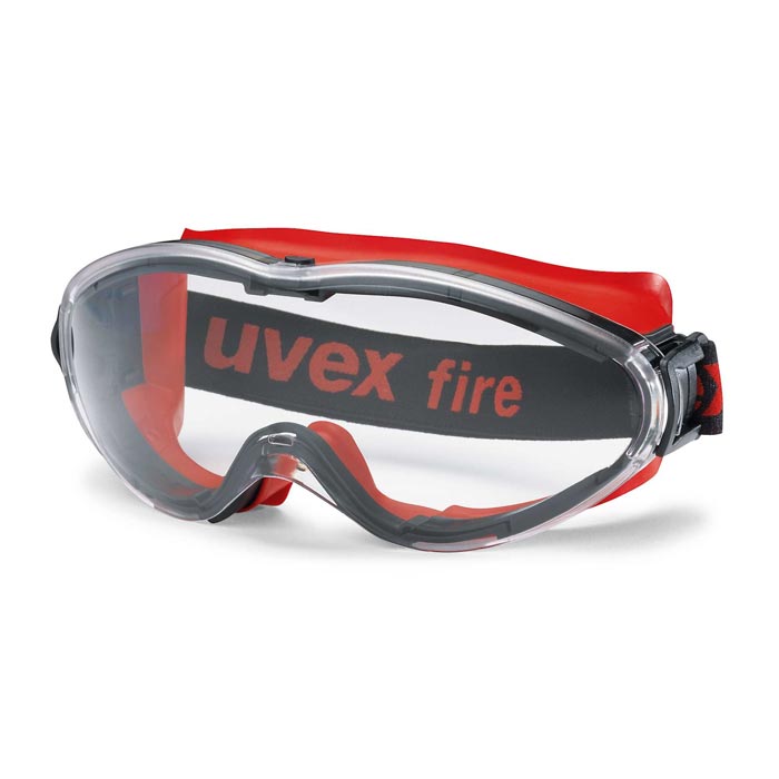 uvex Ultrasonic Fire Fighting Goggles 9302-342 (Clear Lens) (Anti-Scratch & Anti-Fog Coating) (Top & Bottom Vent Reduced)