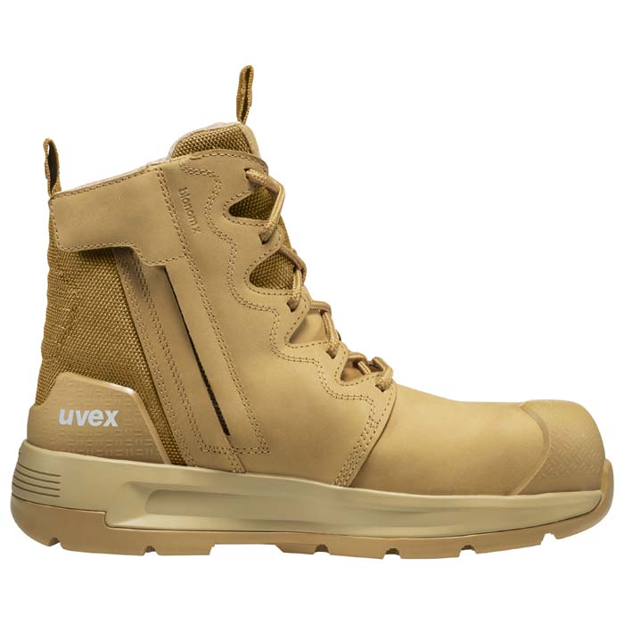 uvex 3 x-flow Side Zip Work Boots 65458 65450 (Tan)