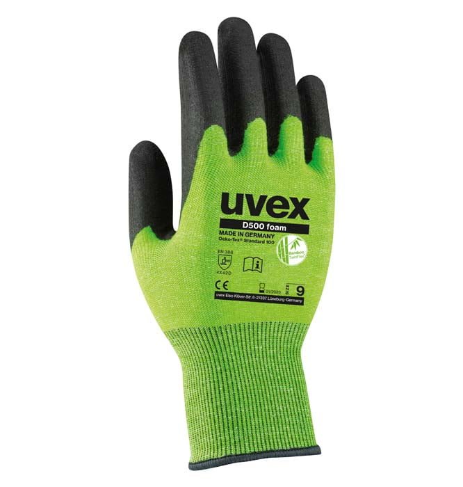 uvex D500 Foam 60604 Safety Gloves (Cut Level D) (Min Qty 10)