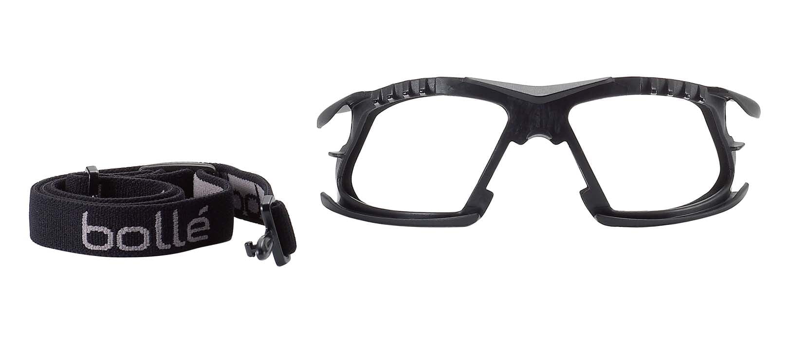 Bolle Rush Plus Safety Glasses Kit with Foam Gasket, Strap, Case & Cloth RUSHPFSPSFCMC (Smoke Lenses) (Min Qty 5)