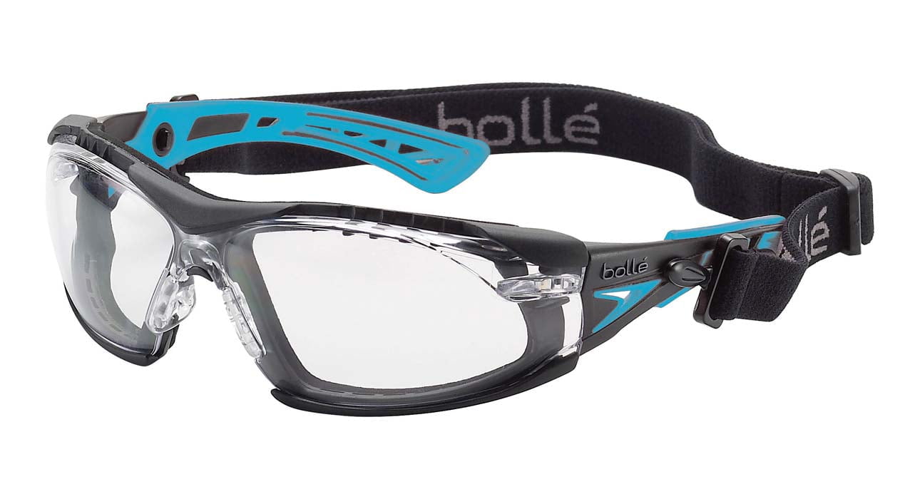 Bolle Rush Plus Small Seal Safety Glasses with Foam Gasket and Strap 1672301FB (Positive Seal) (Clear Lenses)