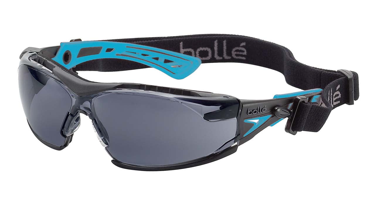 Bolle Rush Plus Small Seal Safety Glasses with Foam Gasket and Strap 1672302FB (Positive Seal) (Smoke Lenses)