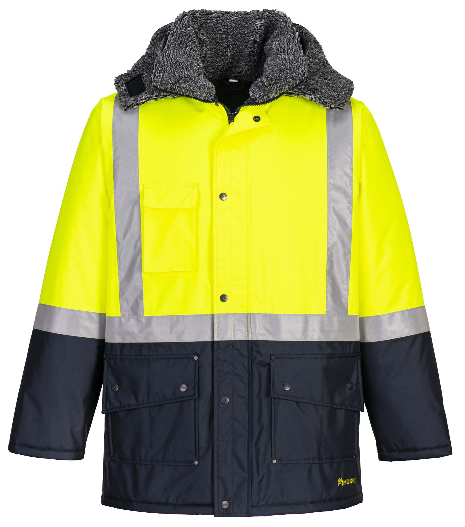 Huski Unisex Hi Vis Freezer Jacket (K8044) (Yellow/Navy)