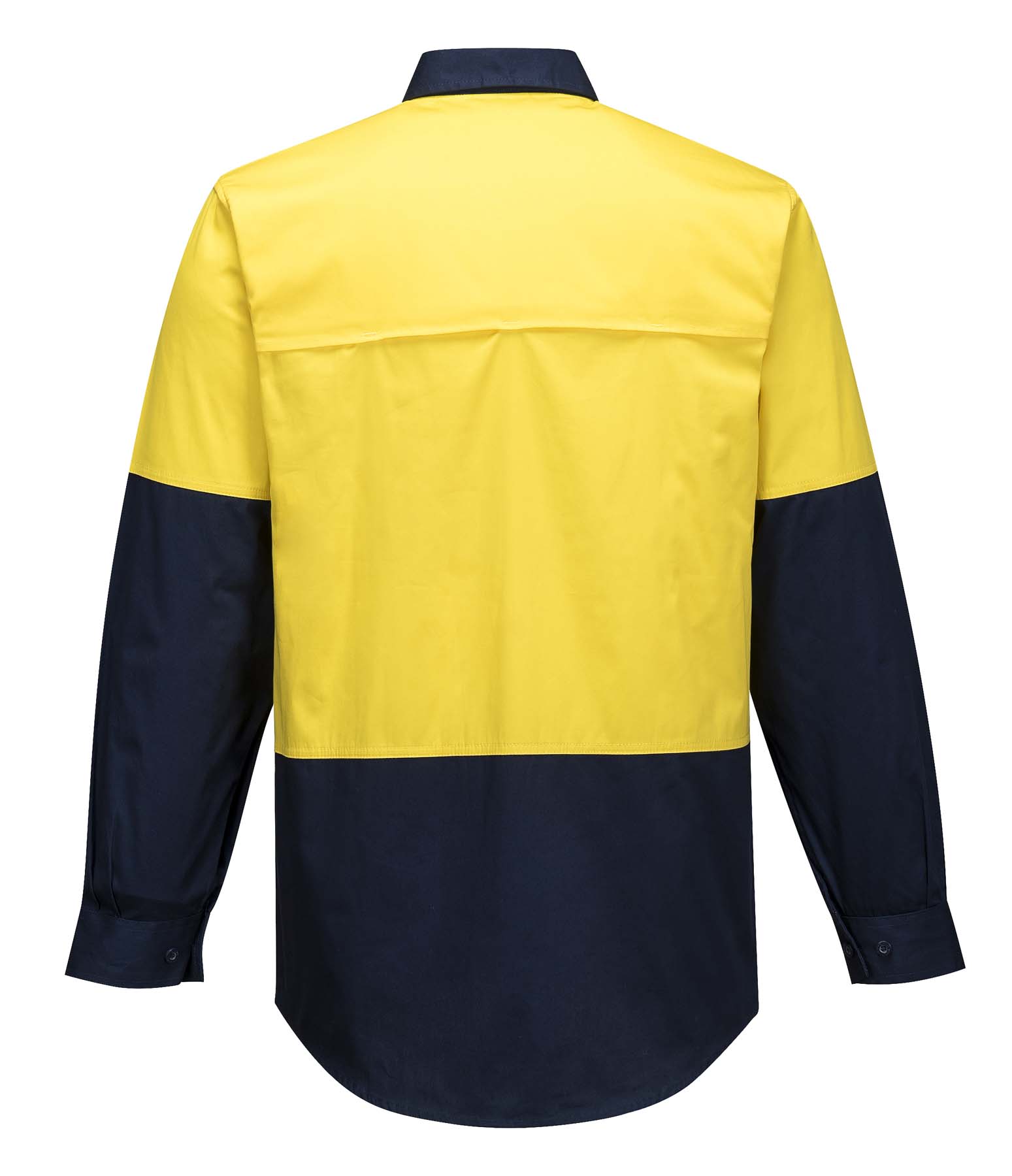 Portwest Unisex Lightweight Long Sleeve Hi Vis Shirt MS801 (155 gsm Cotton Drill) (Yellow/Navy)