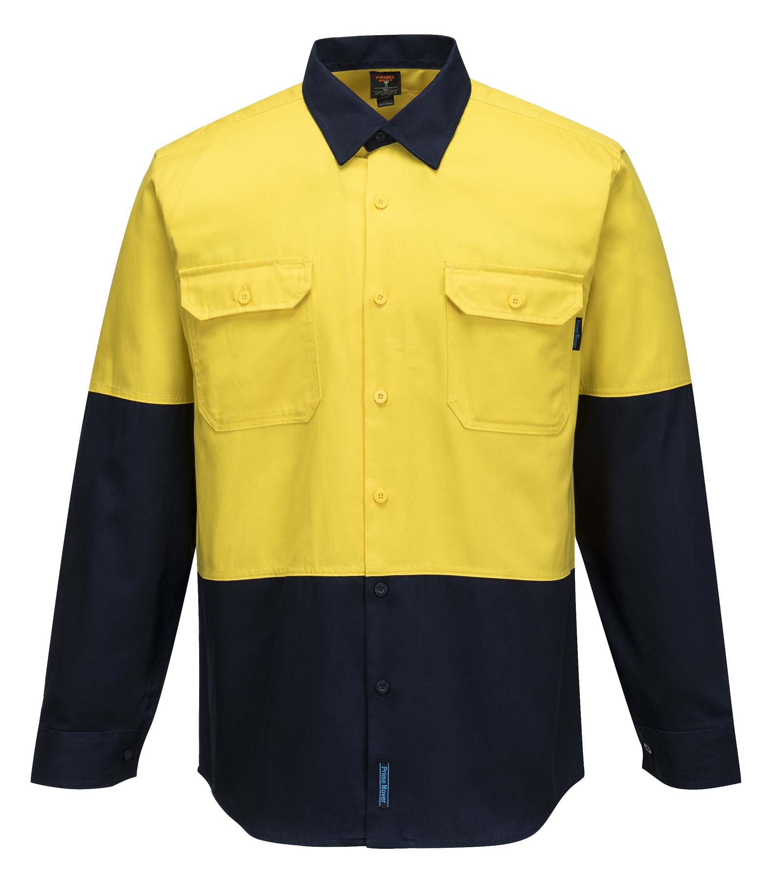 Portwest Unisex Long Sleeve Hi Vis Shirt MS901 (185 gsm Cotton Drill) (Orange/Navy)