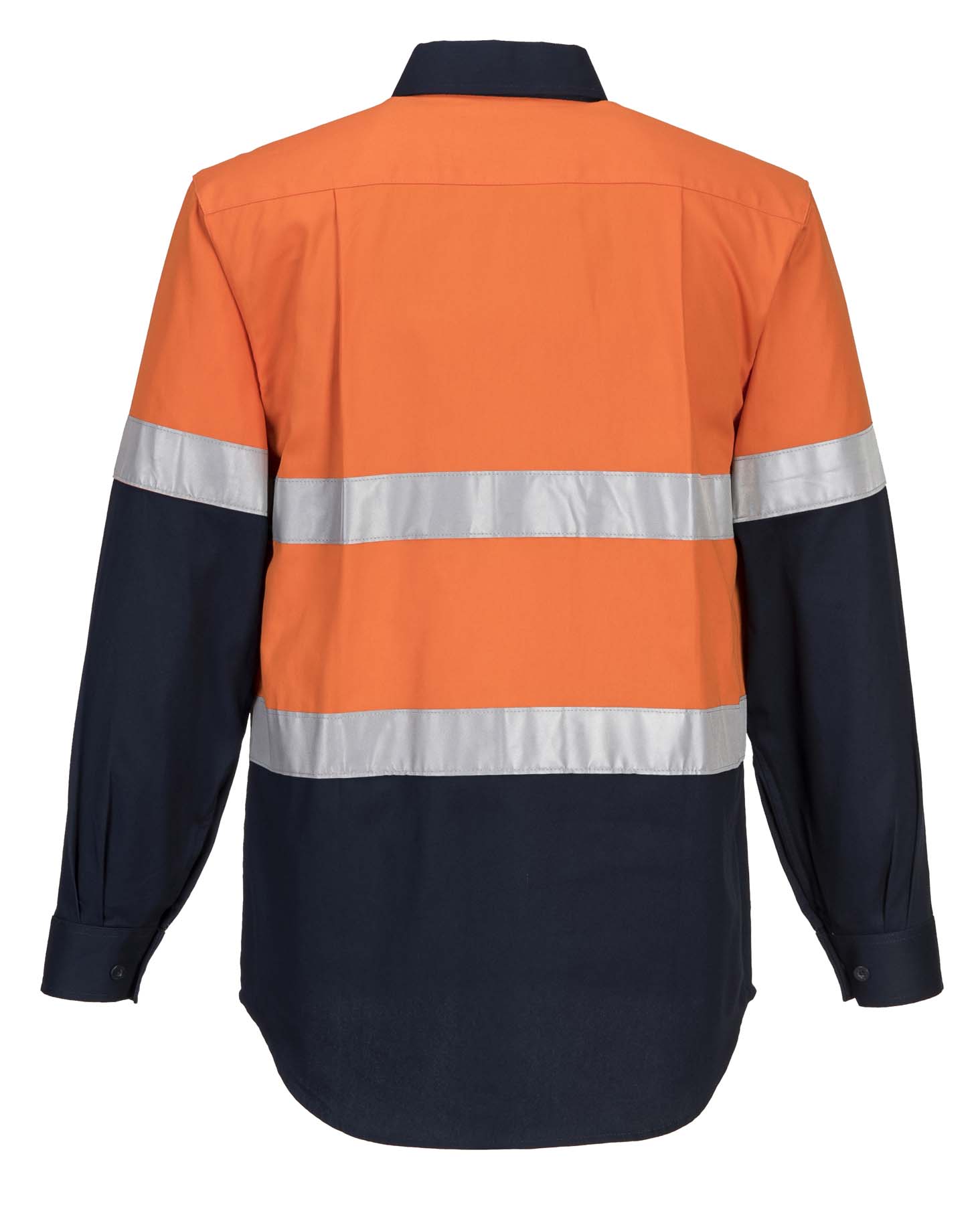 Portwest Unisex Reflective Taped Long Sleeve Hi Vis Shirt MA101 (185 gsm Cotton Drill) (Orange/Navy)