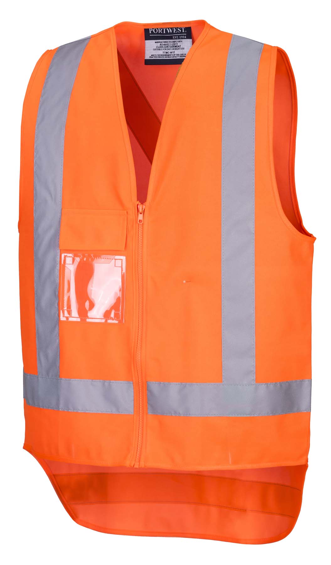 Portwest Unisex TTMC X Back Reflective Taped Hi Vis Vest with Zip TM310 (Orange)