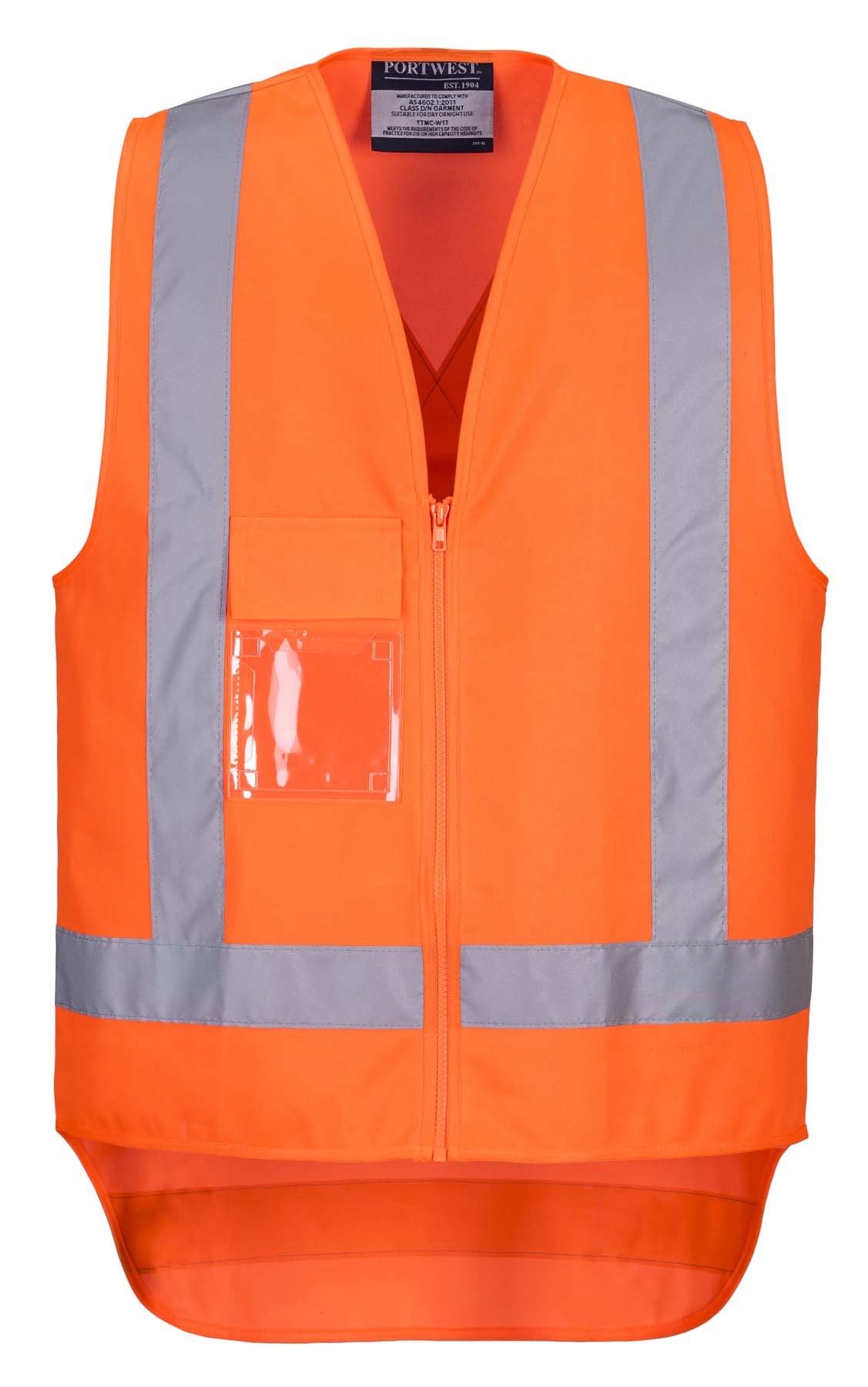 Portwest Unisex TTMC X Back Reflective Taped Hi Vis Vest with Zip TM310 (Orange)