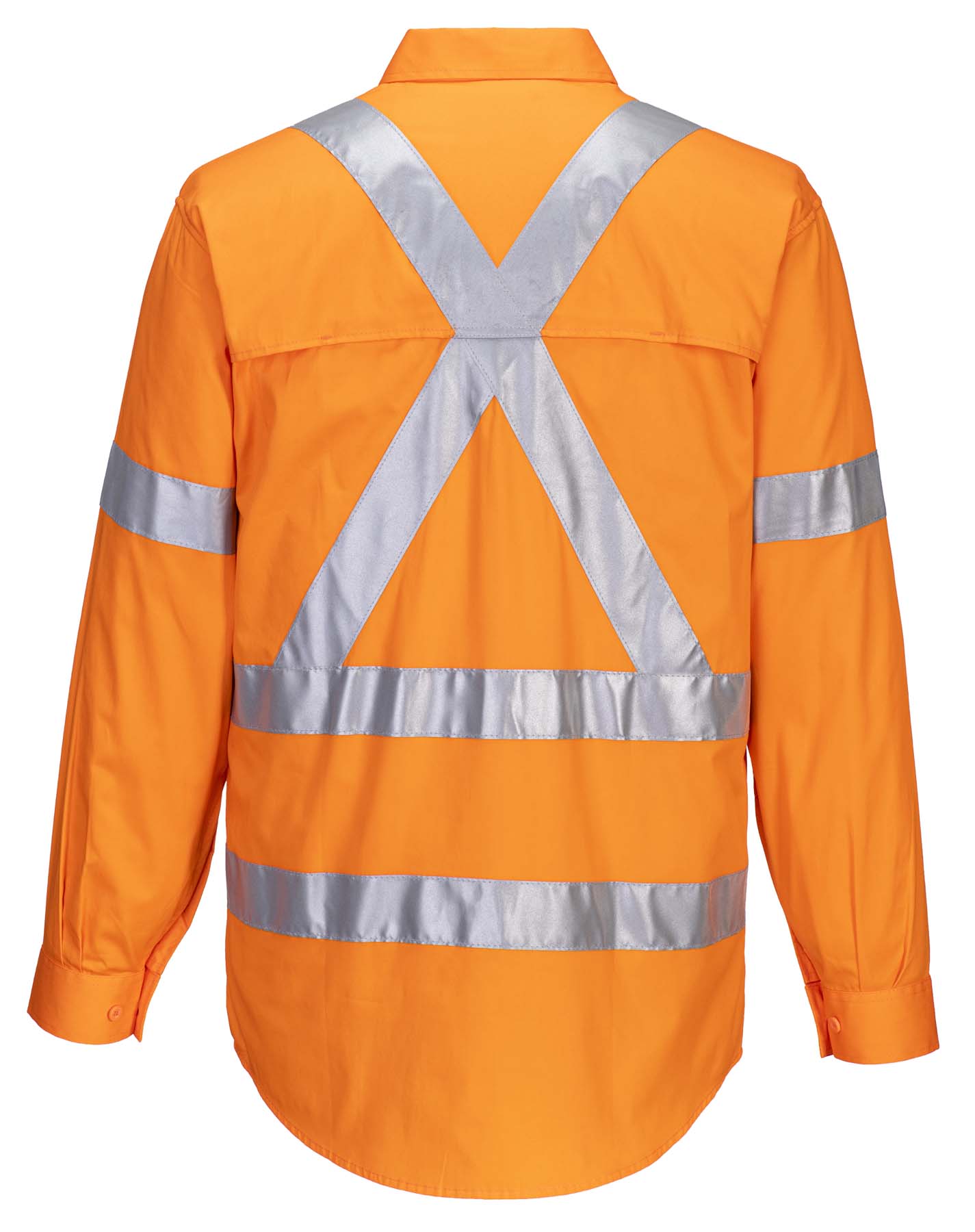 Portwest Unisex X Back Reflective Taped Long Sleeve Hi Vis Shirt MX301 (155 gsm Cotton Drill) (Orange)
