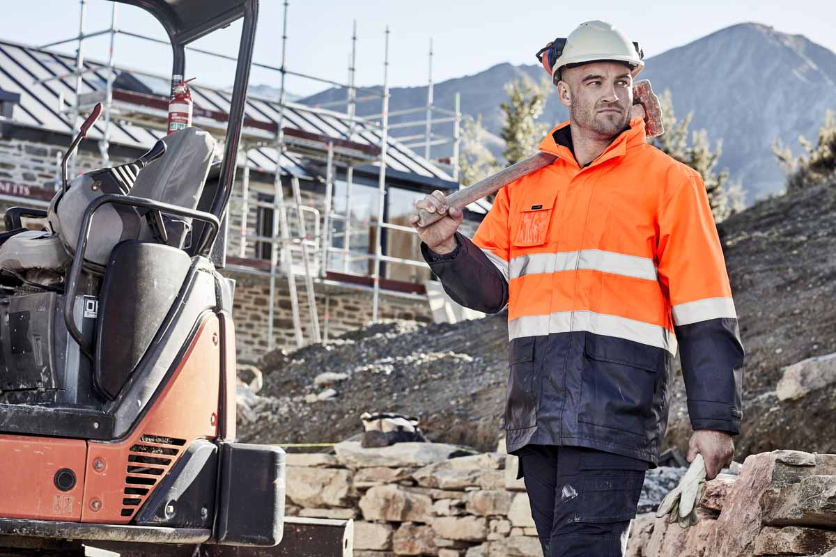 Syzmik Men's 4 in 1 Reflective Taped Hi Vis Rain Jacket ZJ220 (Orange/Navy)