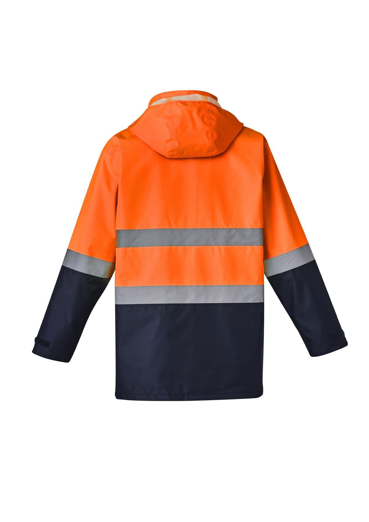 Syzmik Men's 4 in 1 Reflective Taped Hi Vis Rain Jacket ZJ220 (Orange/Navy)