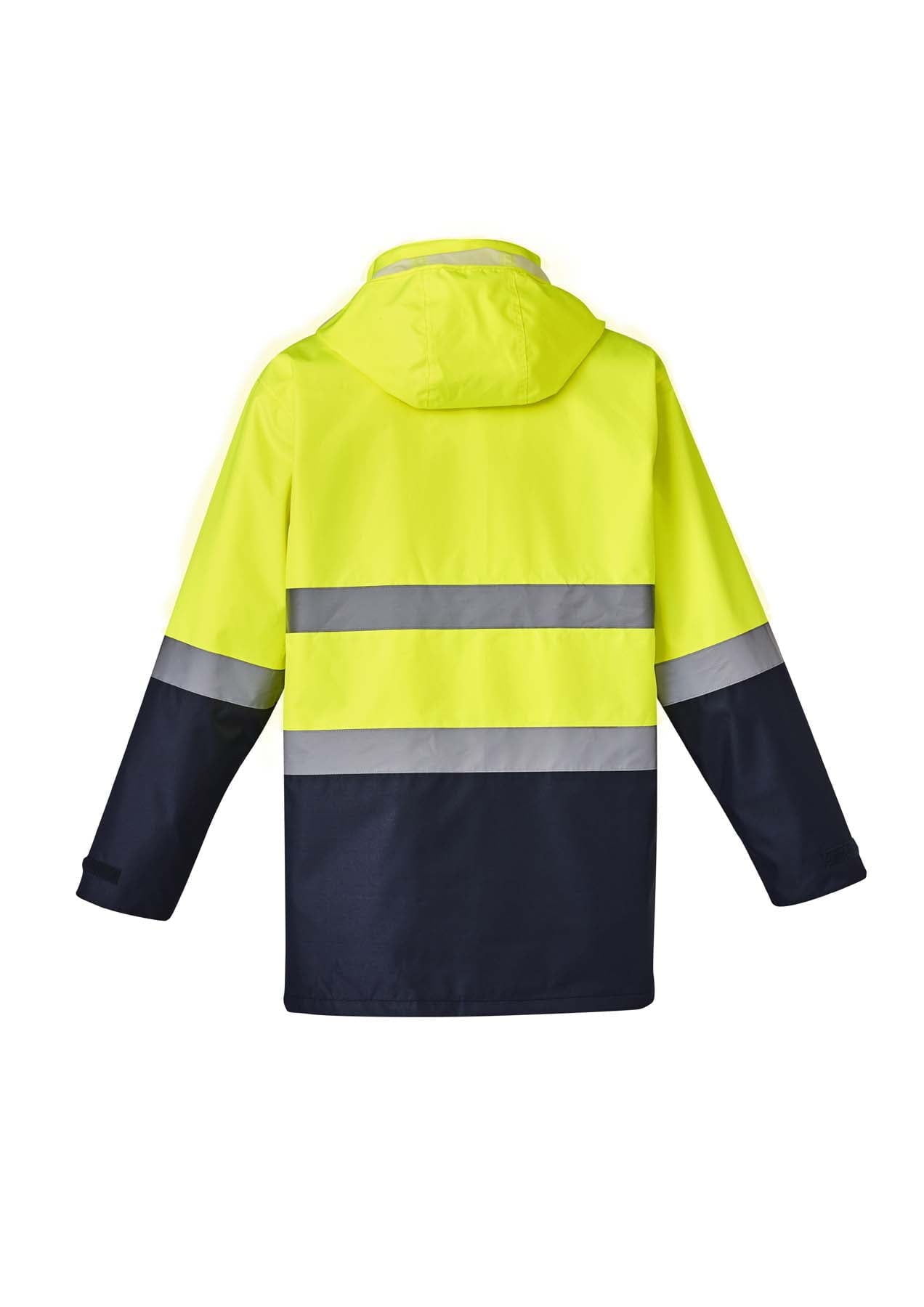 Syzmik Men's 4 in 1 Reflective Taped Hi Vis Rain Jacket ZJ220 (Yellow/Navy)
