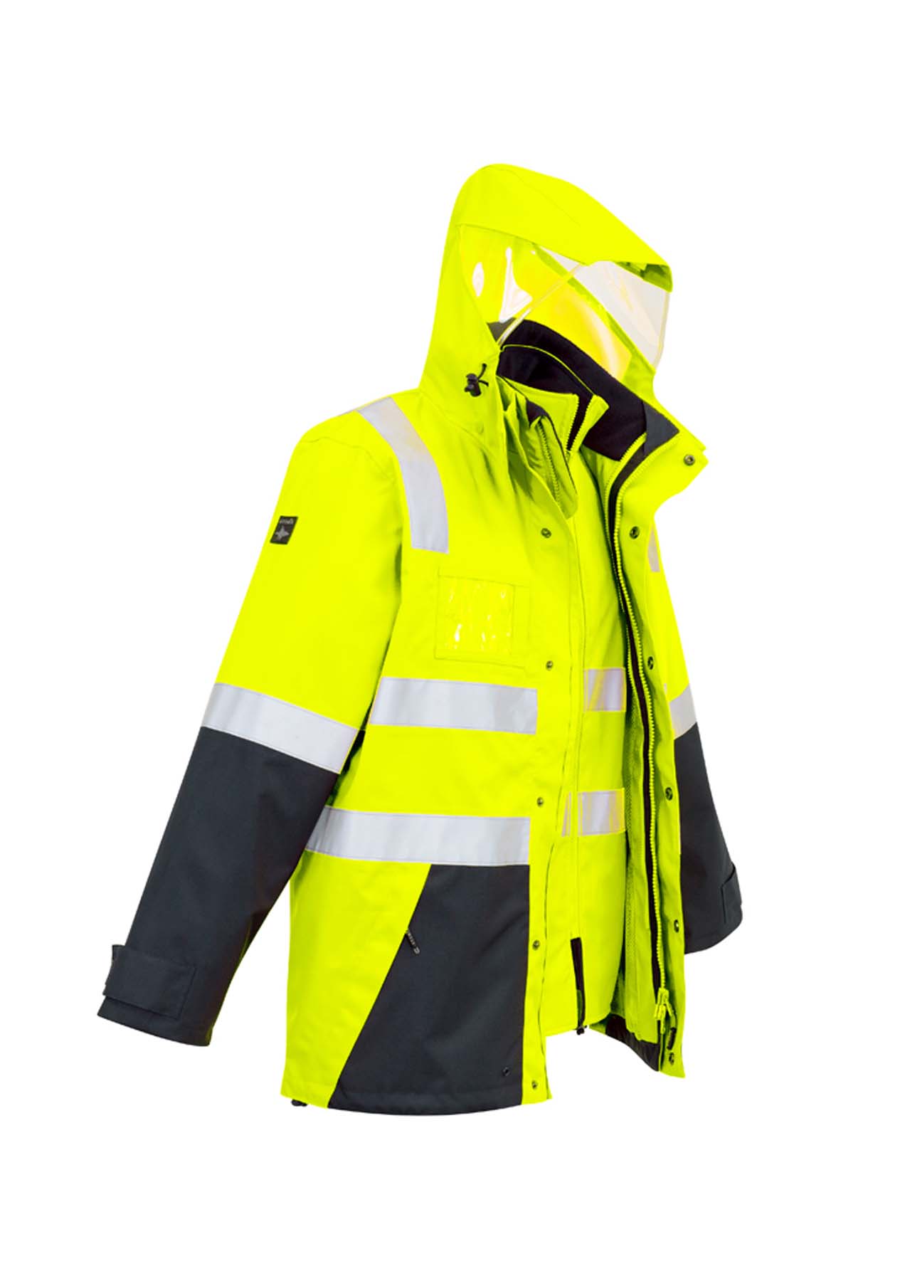 Syzmik Men's 4 in 1 Reflective Taped Hi Vis Waterproof Jacket ZJ532 (Yellow/Navy)