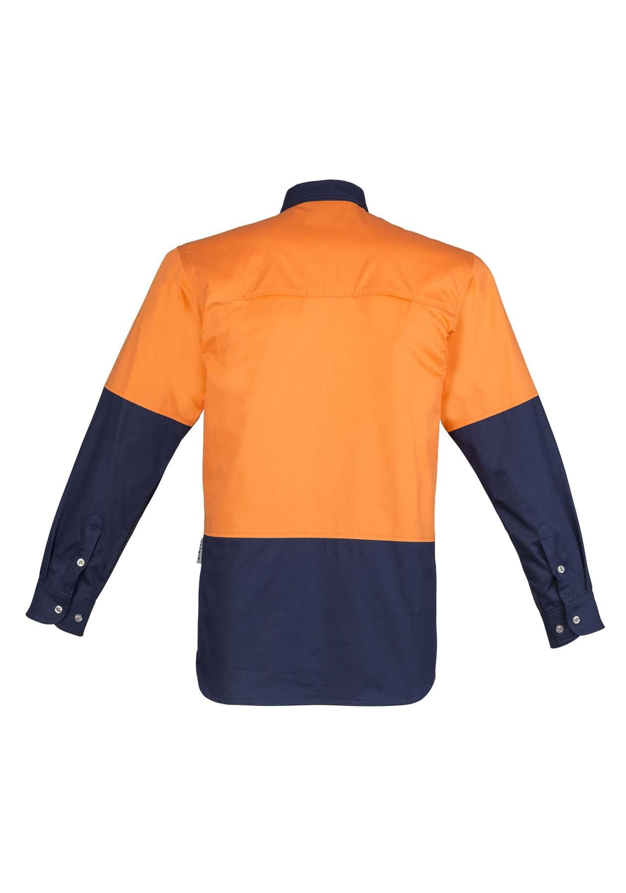 Syzmik Men's Industrial Long Sleeve Hi Vis Shirt ZW122 (170 gsm Cotton Twill) (Orange/Navy)