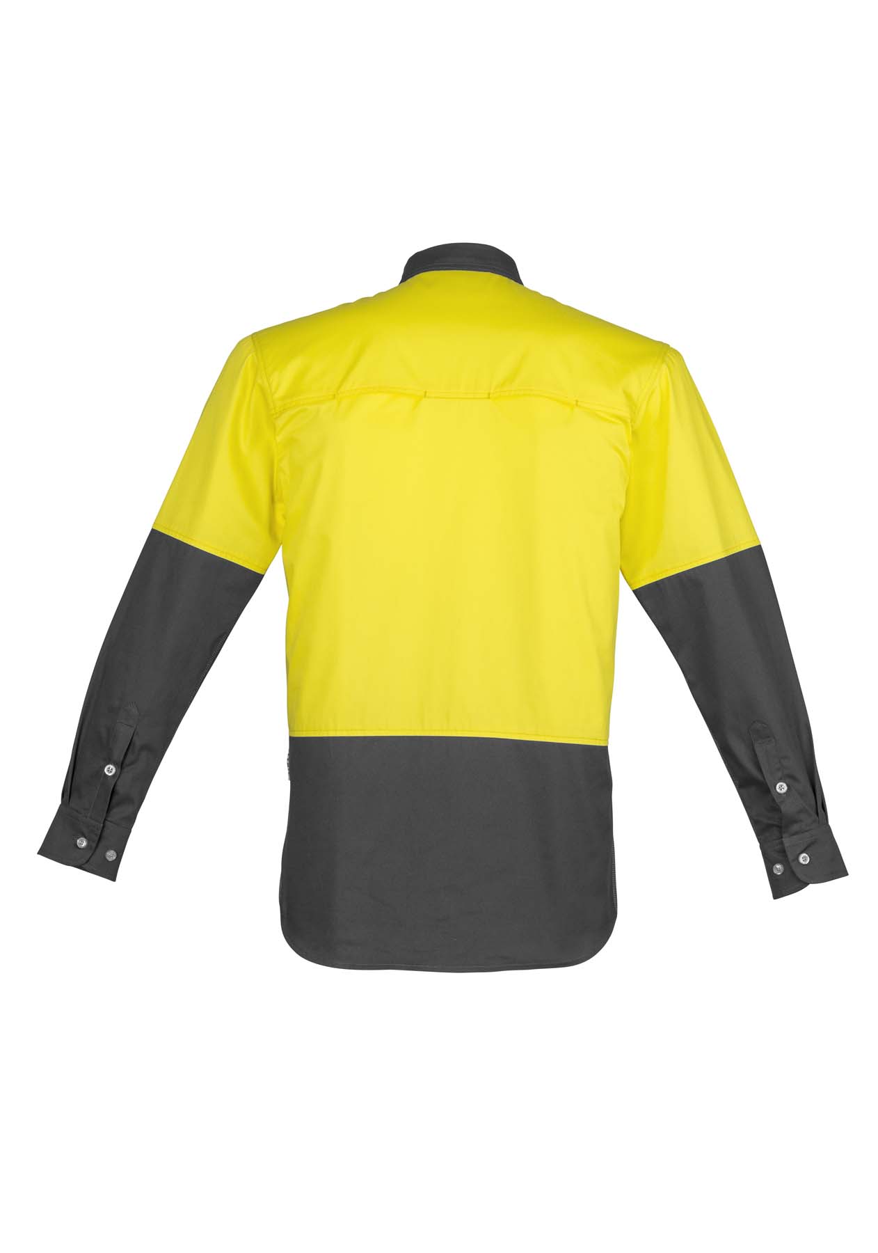 Syzmik Men's Industrial Long Sleeve Hi Vis Shirt ZW122 (170 gsm Cotton Twill) (Yellow/Charcoal)