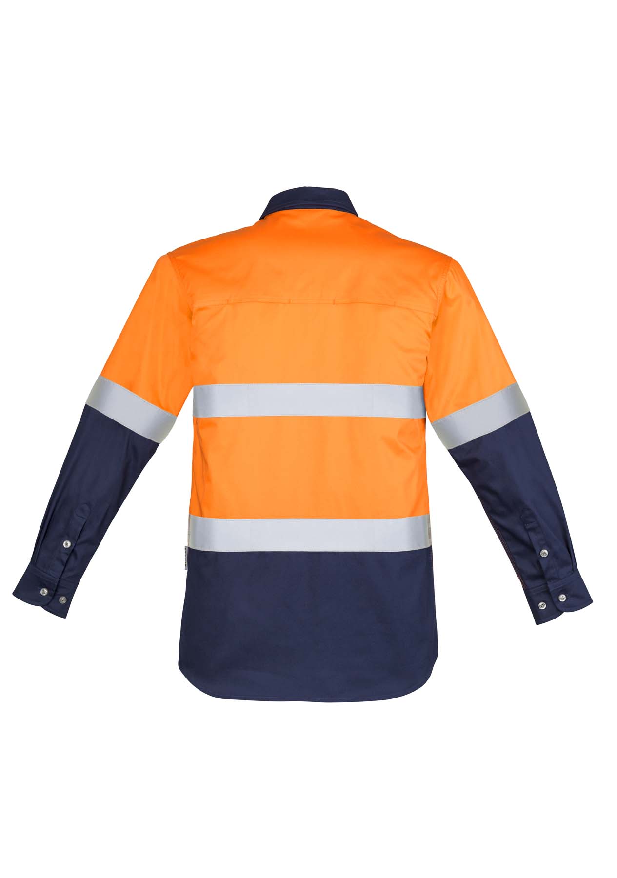 Syzmik Men's Industrial Reflective Taped Long Sleeve Hi Vis Shirt ZW123 (170 gsm Cotton Twill) (Orange/Navy)