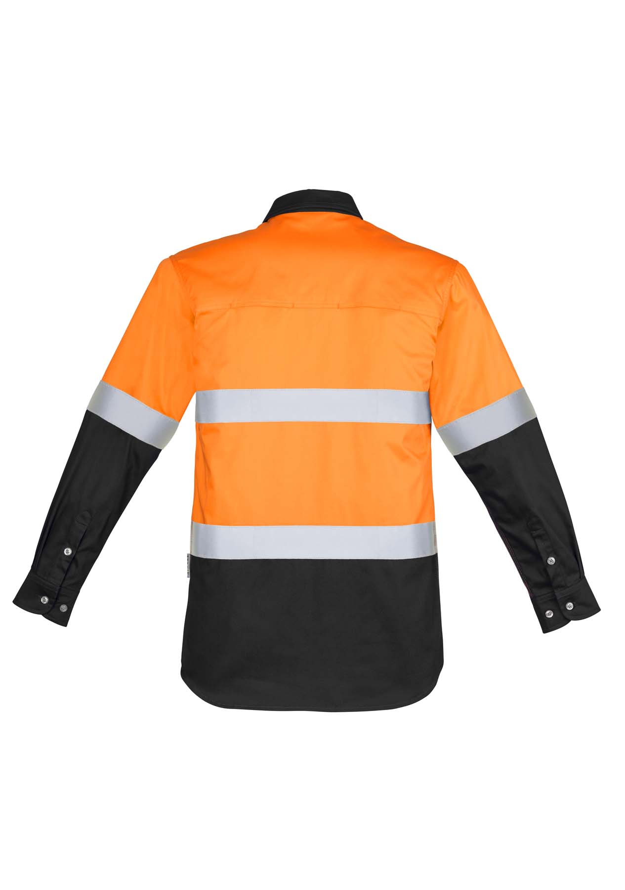 Syzmik Men's Industrial Reflective Taped Long Sleeve Hi Vis Shirt ZW123 (170 gsm Cotton Twill) (Orange/Black)