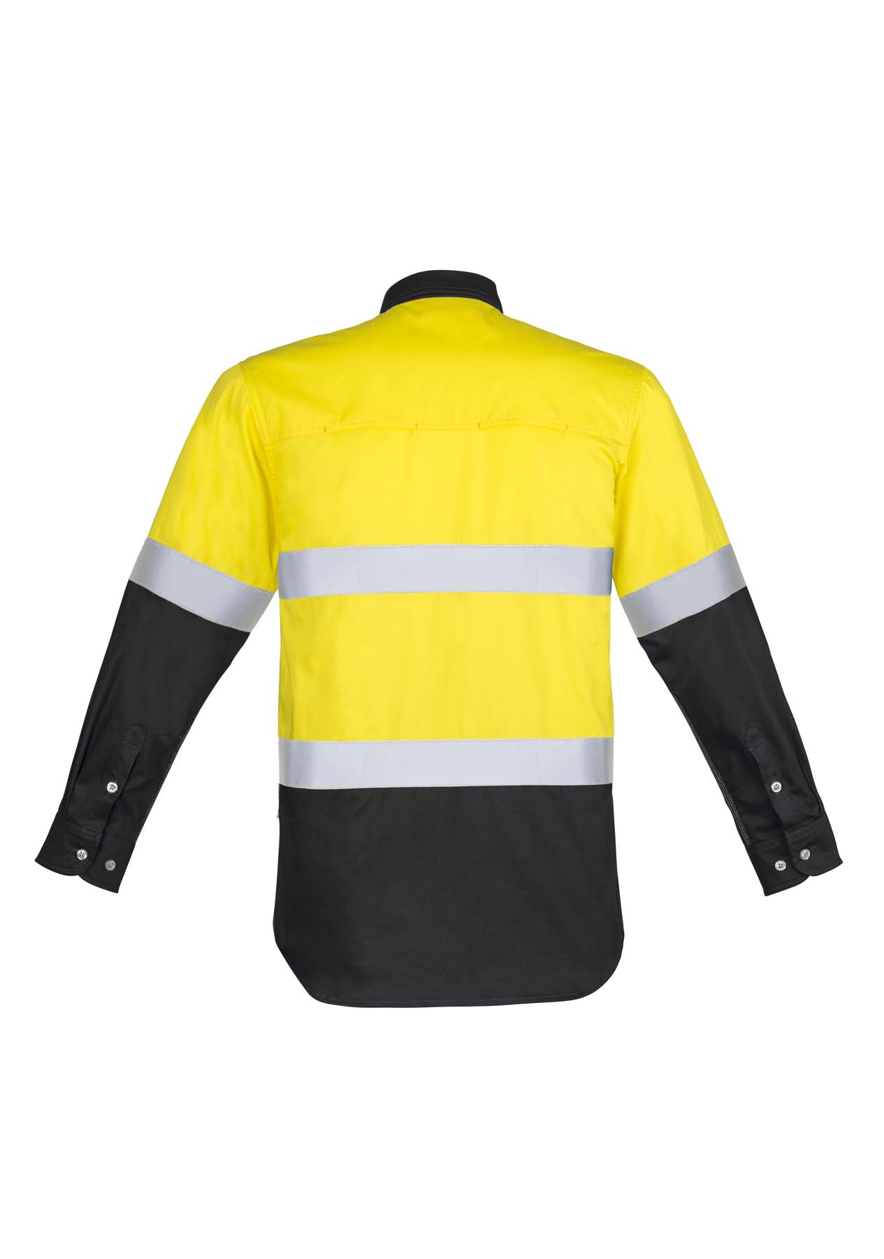 Syzmik Men's Industrial Reflective Taped Long Sleeve Hi Vis Shirt ZW123 (170 gsm Cotton Twill) (Yellow/Black)
