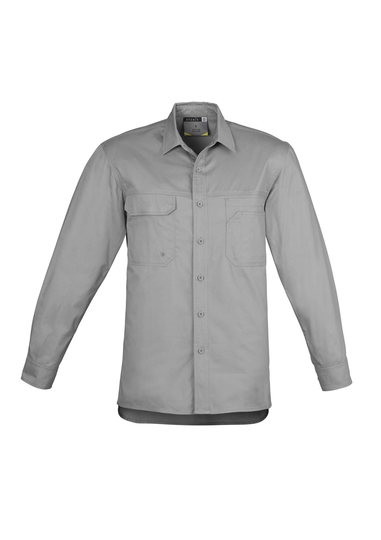 Syzmik Men's Lightweight Tradie Long Sleeve Work Shirt ZW121 (145 gsm Cotton Twill) (Grey)