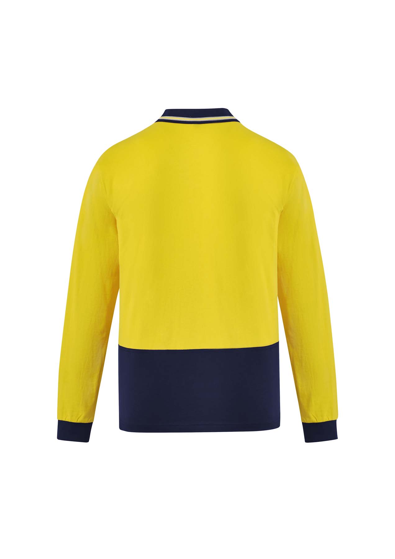 Syzmik Men's Long Sleeve Hi Vis Polo Shirt ZH430 (180 gsm Cotton) (Yellow/Navy)