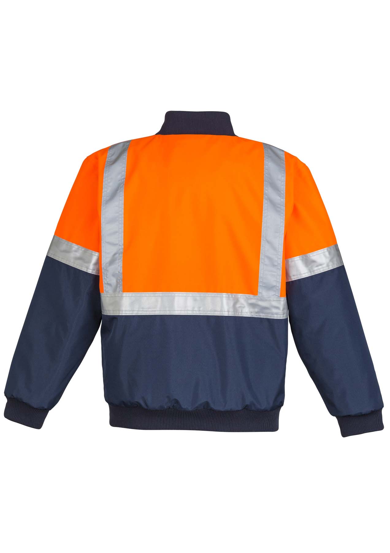 Syzmik Men's Quilted Flying Reflective Taped Hi Vis Bomber Jacket ZJ351 (Orange/Navy)