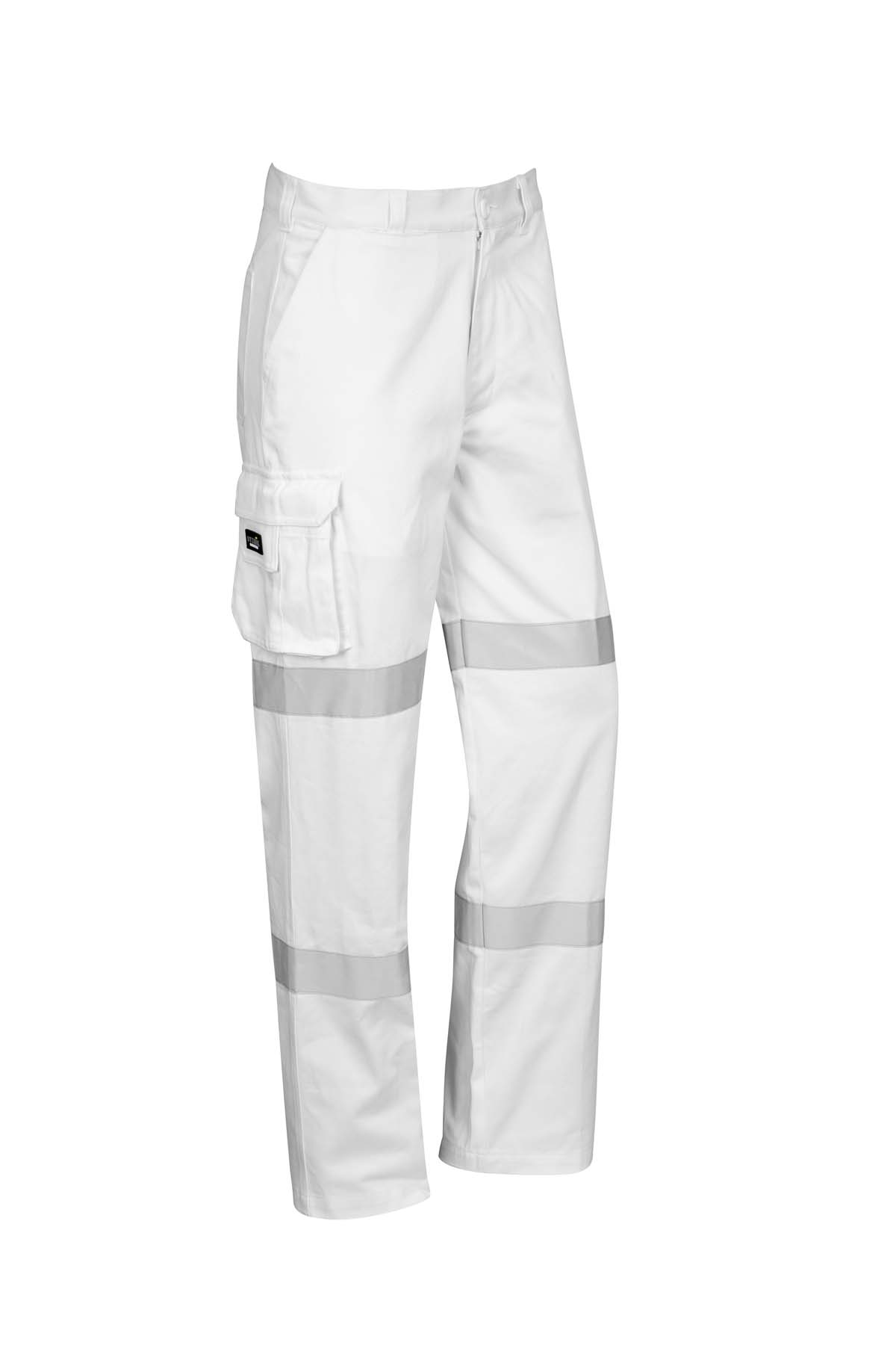 Syzmik Men's Reflective BioMotion Taped Hi Vis Pants ZP920 (280 gsm Cotton Twill) (White)
