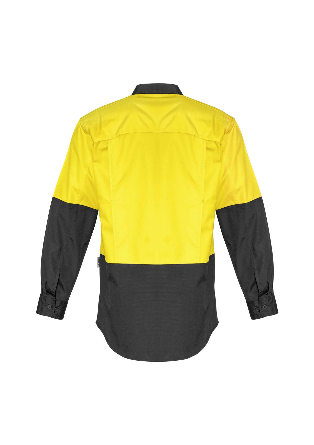 Syzmik Men's Rugged Cooling Long Sleeve Hi Vis Shirt ZW128 (145 gsm Cotton Ripstop) (Yellow/Charcoal)