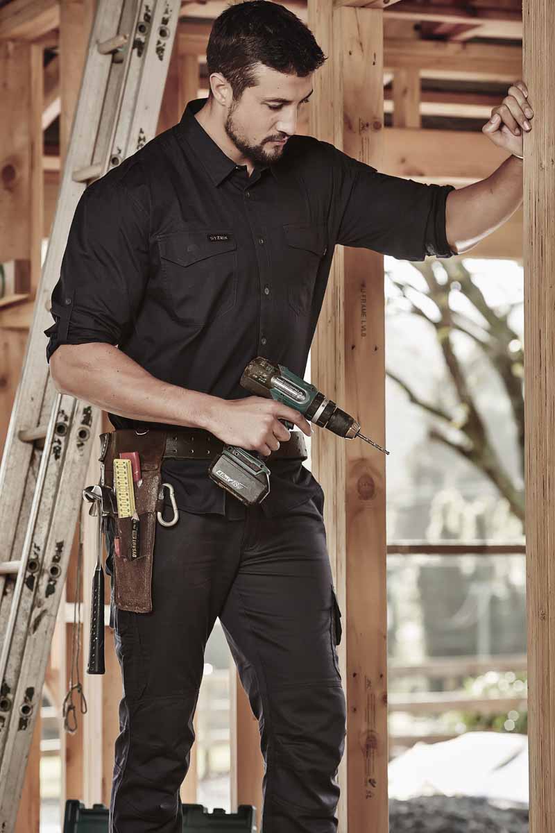 Syzmik Men's Rugged Cooling Long Sleeve Work Shirt ZW400 (145 gsm Cotton Ripstop) (Navy)