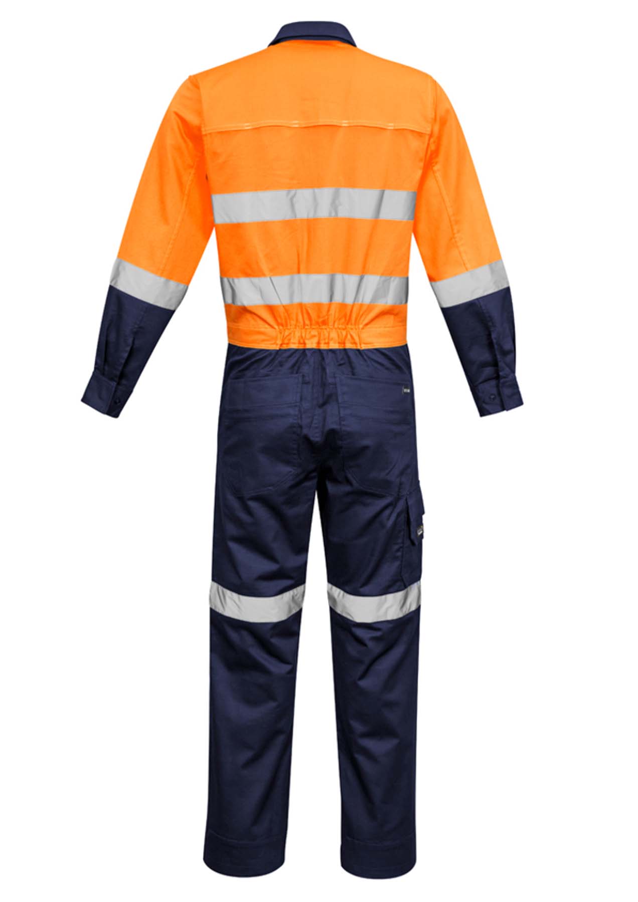 Syzmik Men's Rugged Cooling Reflective Taped Hi Vis Overalls ZC804 (240 gsm Cotton Ripstop) (Orange/Navy)