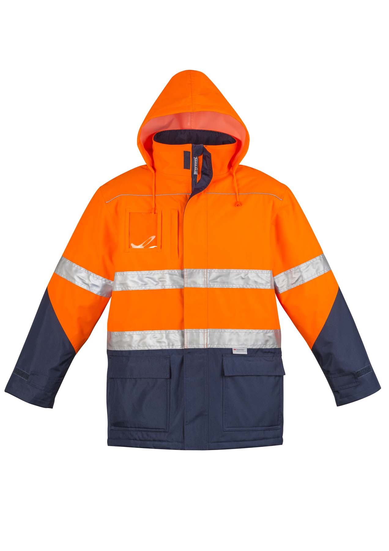 Syzmik Men's Storm Reflective Taped Hi Vis Waterproof Jacket ZJ350 (Orange/Navy)