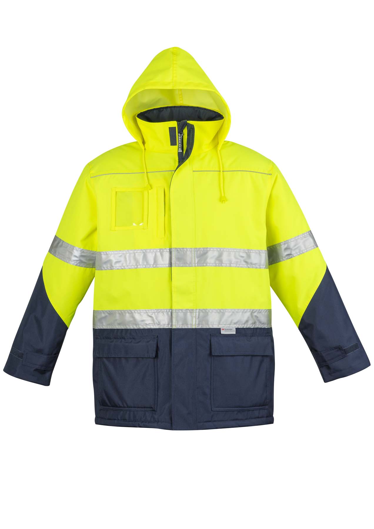 Syzmik Men's Storm Reflective Taped Hi Vis Waterproof Jacket ZJ350 (Yellow/Navy)