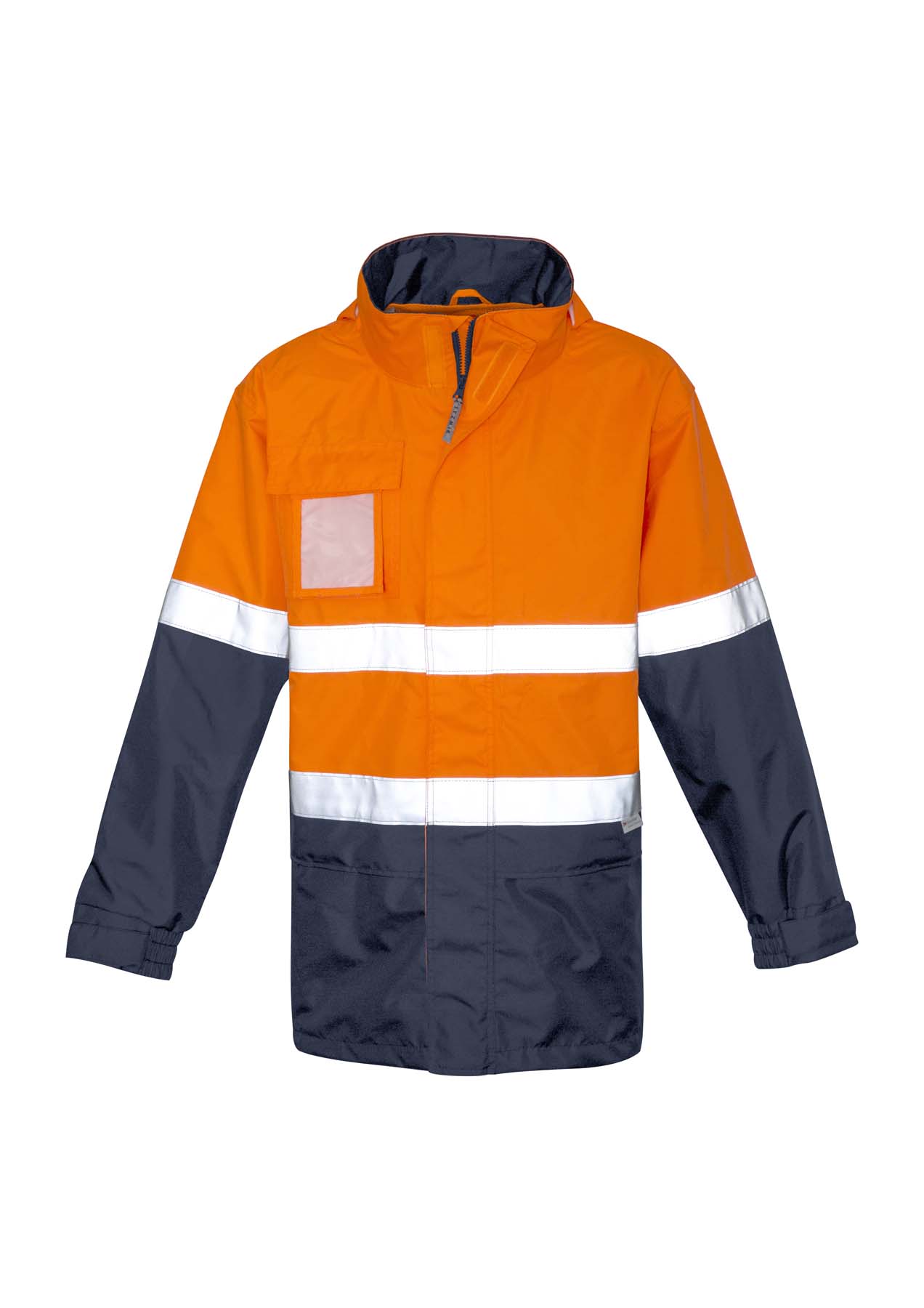 Syzmik Men's Ultralite Reflective Taped Hi Vis Waterproof Jacket ZJ357 (Orange/Navy)