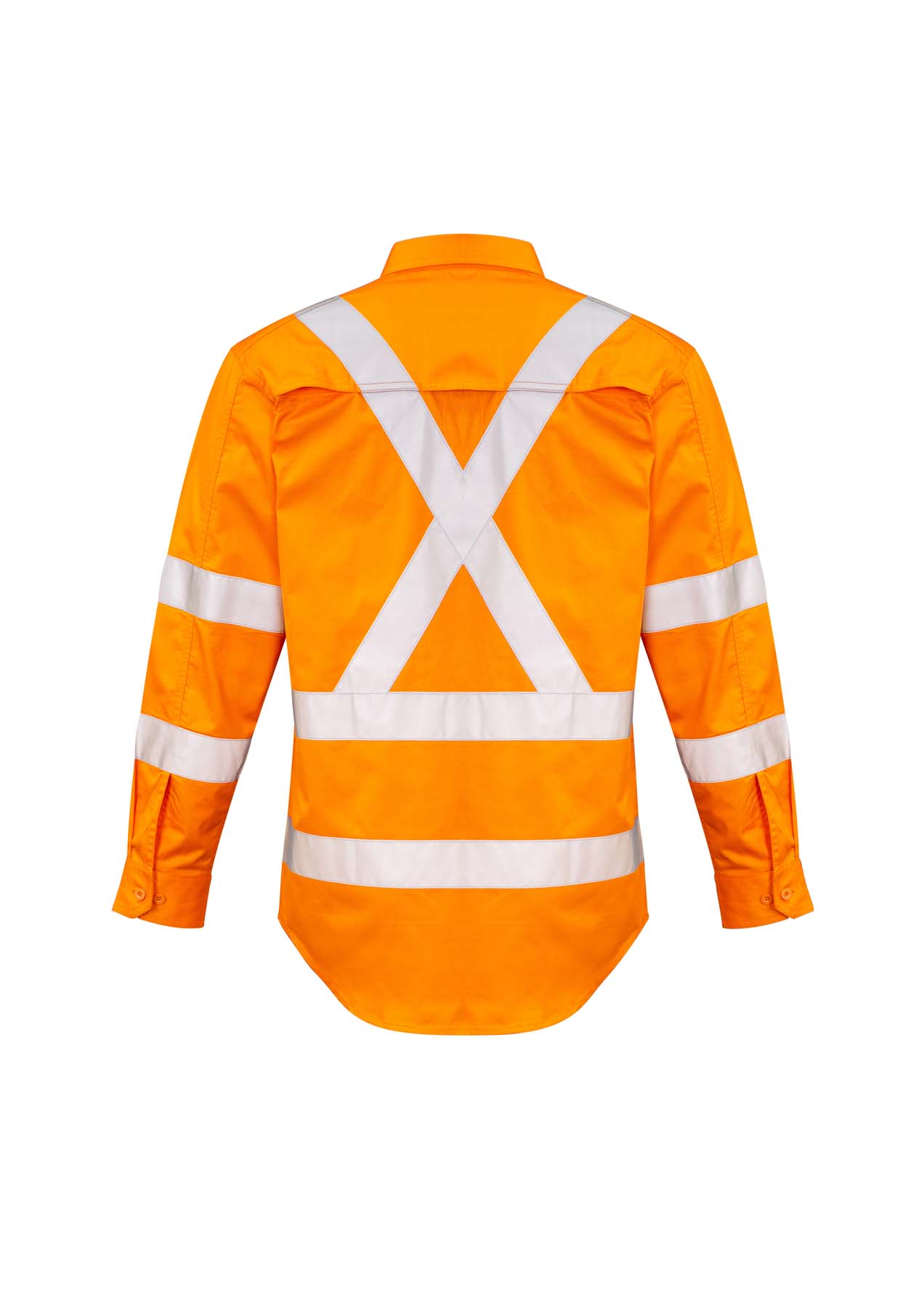 Syzmik Men's X Back Reflective Taped Long Sleeve Hi Vis Shirt ZW690 (150 gsm Cotton Twill) (Orange)