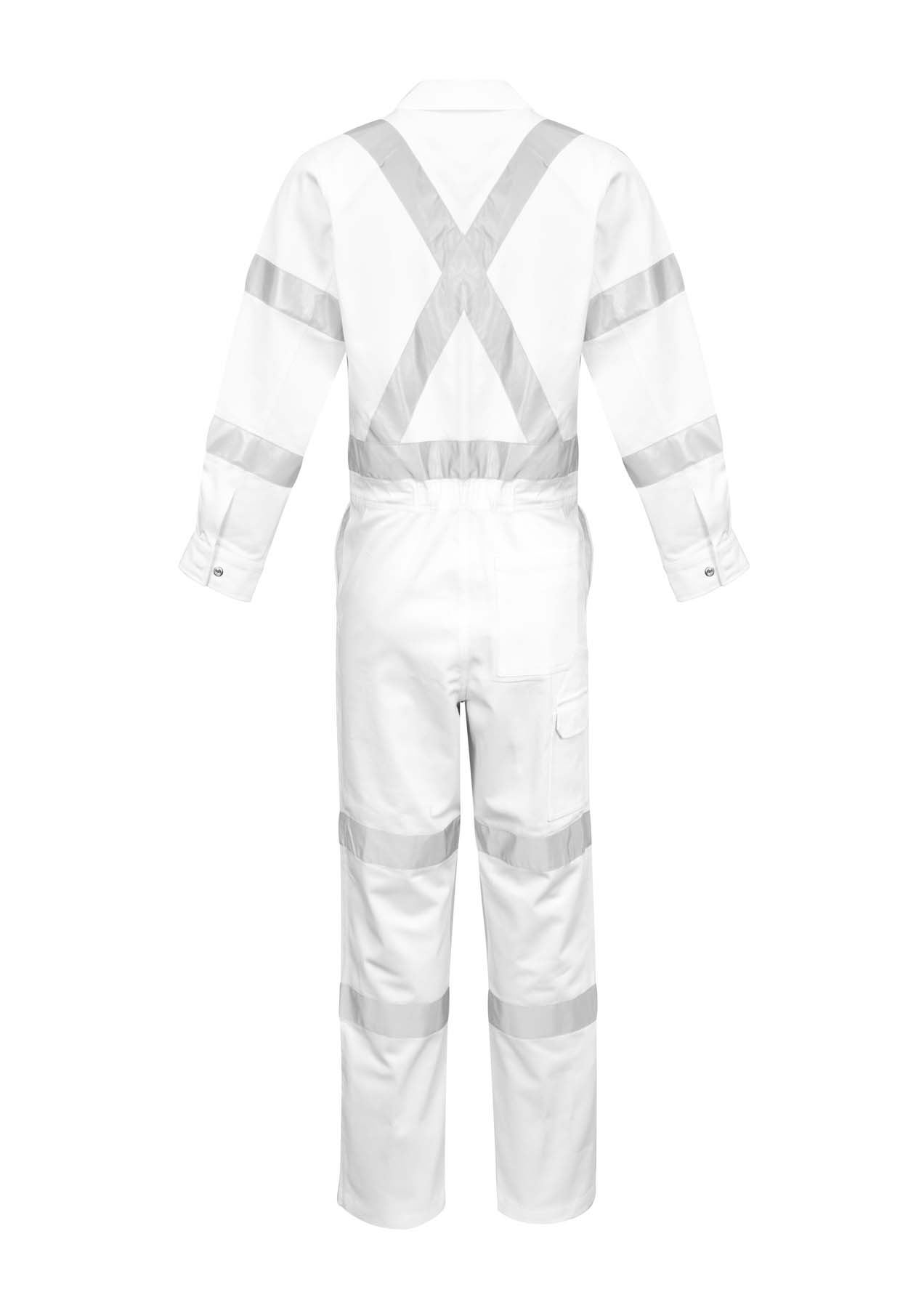 Syzmik Men's X Back Reflective Taped Hi Vis Overalls ZC620 (310 gsm Cotton Drill) (White)