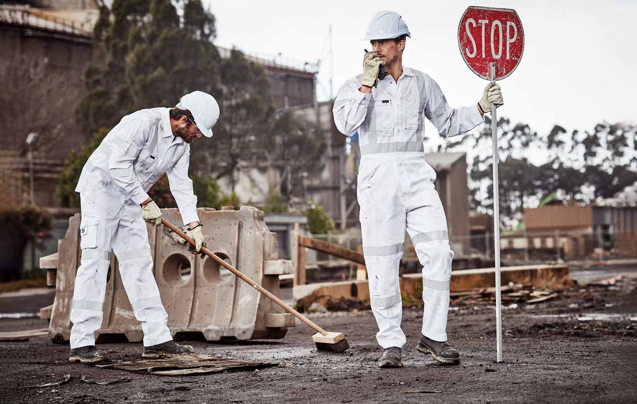 Syzmik Men's X Back Reflective Taped Hi Vis Overalls ZC620 (310 gsm Cotton Drill) (White)