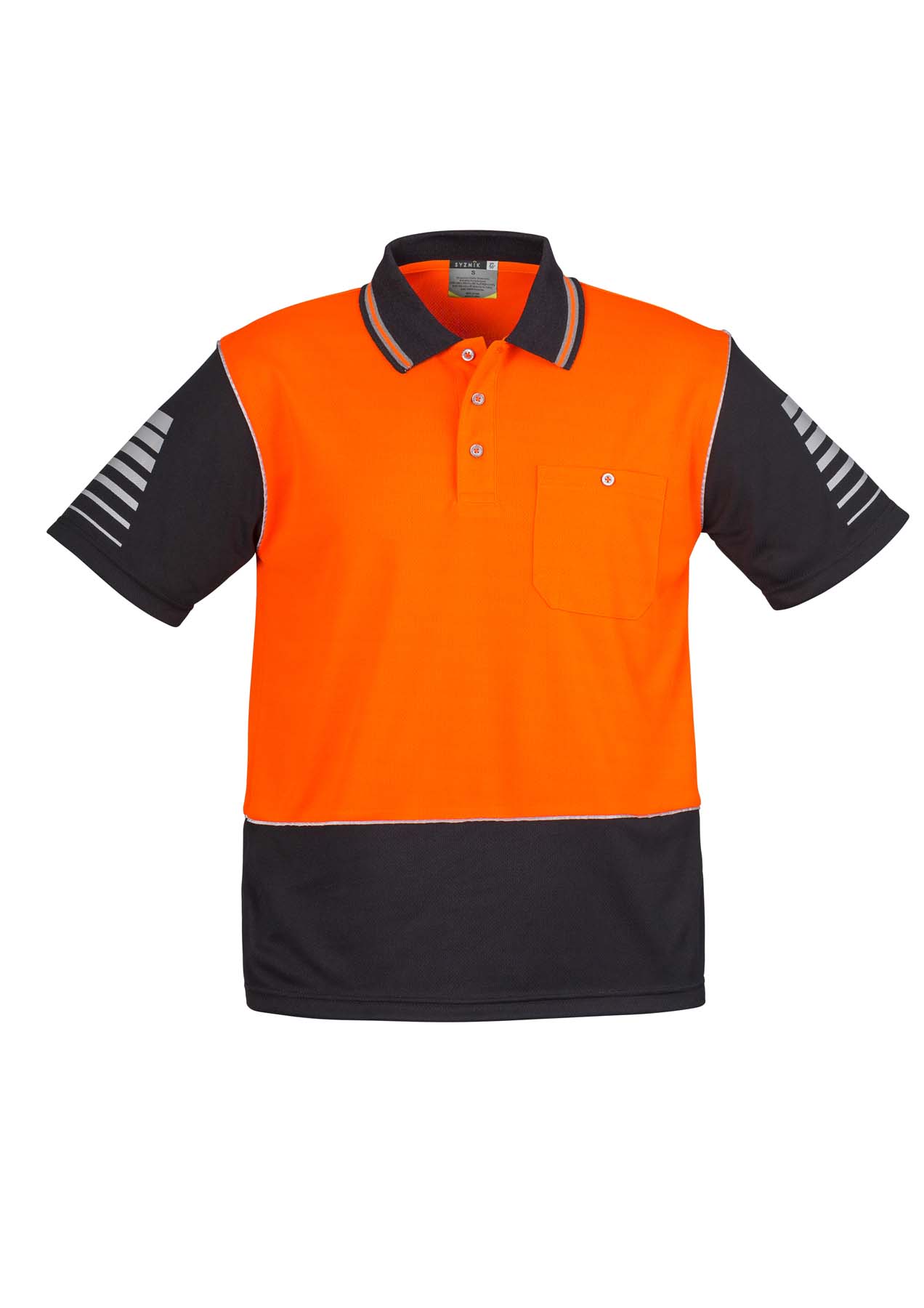 Syzmik Men's Zone Hi Vis Polo Shirt ZH236 (175 gsm Polyester) (Orange/Black)