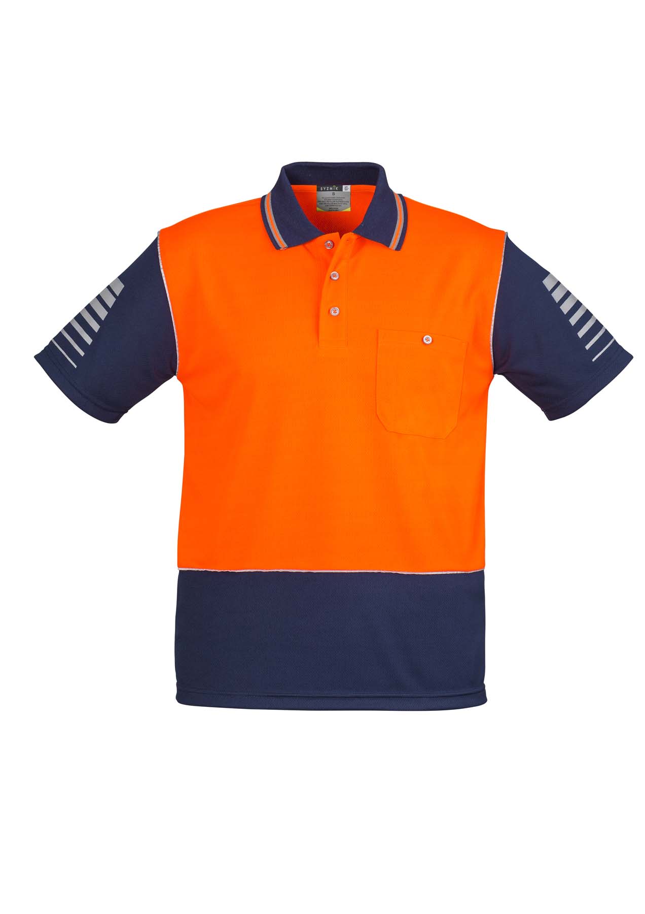 Syzmik Men's Zone Hi Vis Polo Shirt ZH236 (175 gsm Polyester) (Orange/Navy)