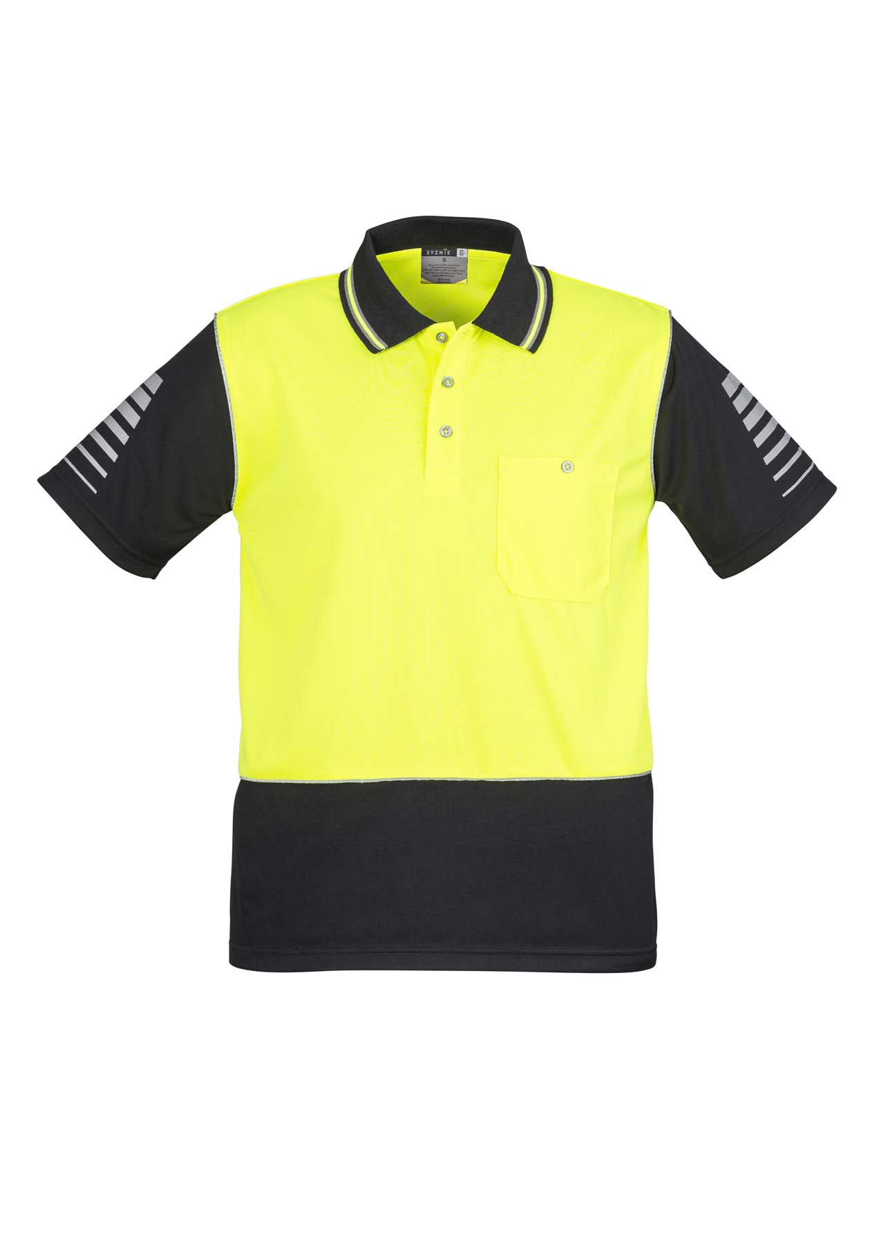 Syzmik Men's Zone Hi Vis Polo Shirt ZH236 (175 gsm Polyester) (Yellow/Black)