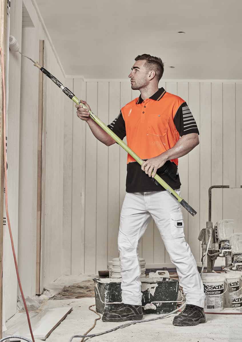 Syzmik Men's Zone Hi Vis Polo Shirt ZH236 (175 gsm Polyester) (Orange/Navy)