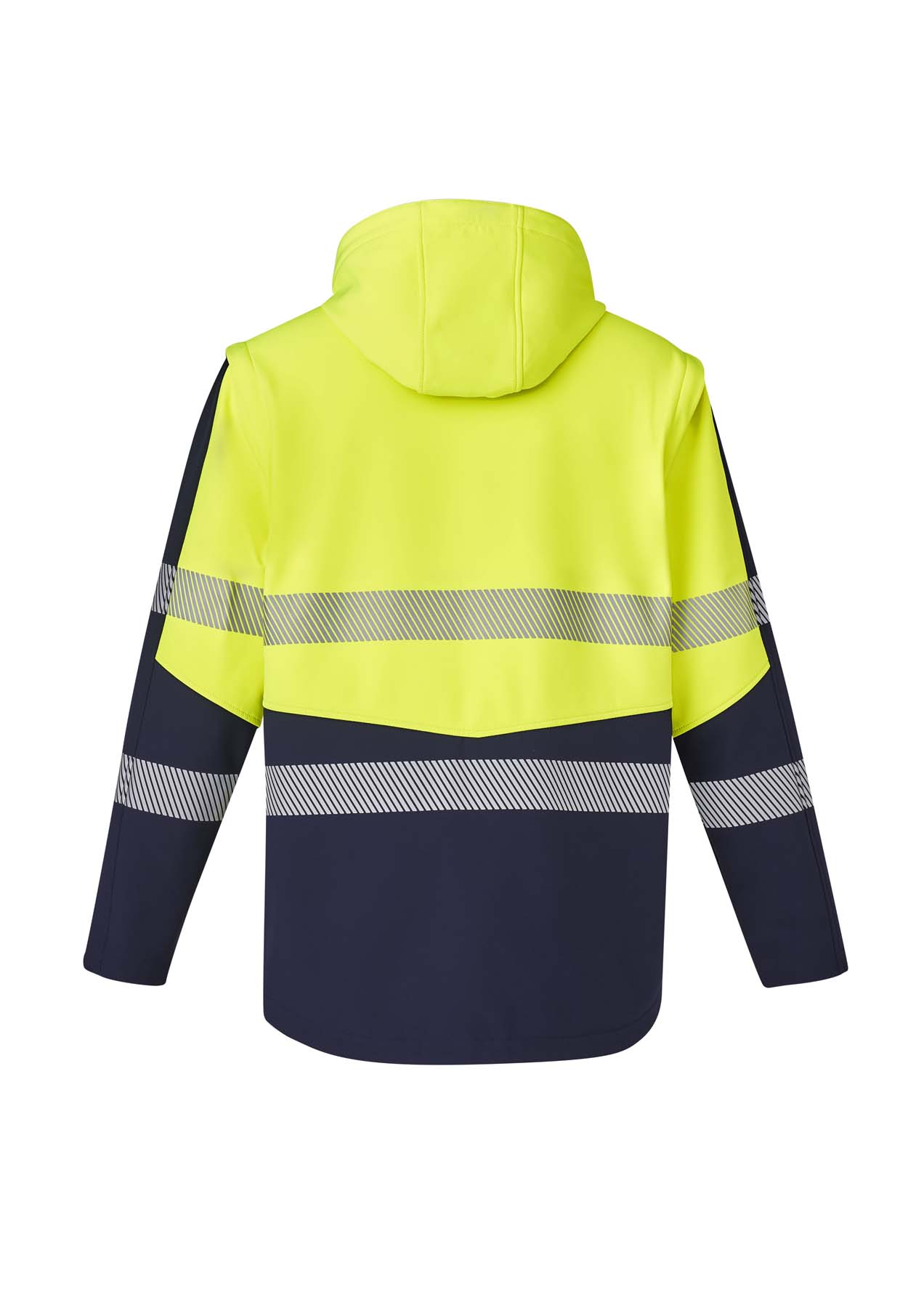Syzmik Streetworx Unisex 2 in 1 Stretch Reflective Taped Hi Vis Softshell Jacket ZJ453 (Yellow/Navy)